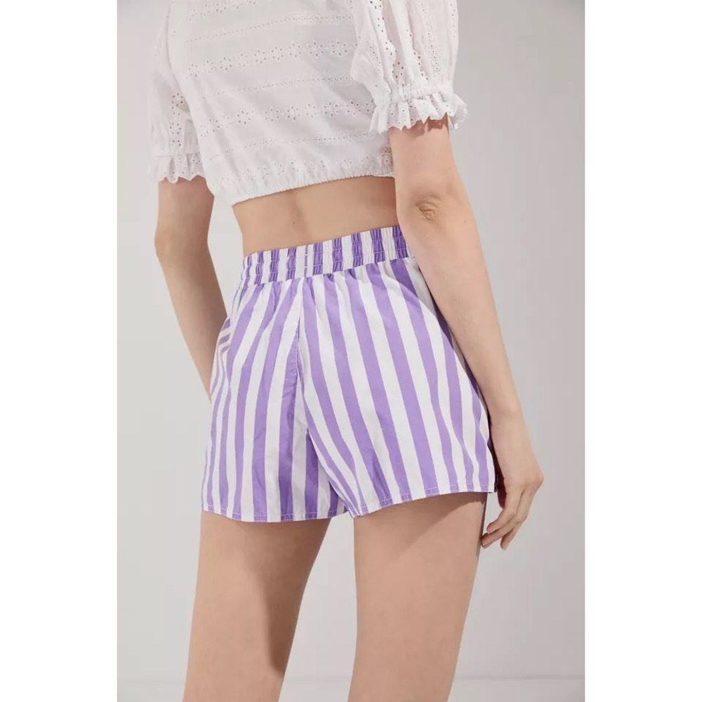 Urban Outfitters Purple White Striped Drawstring Boxer Style Shorts XS Beach - Picture 5 of 8